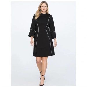 NWT Eloquii Black A-Line Dress with White Piping
